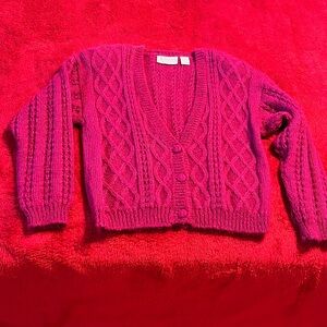 Burgundy wine colored mohair cardigan